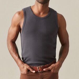 NWOT American Giant Men's Rib Tank Top Charcoal Grey Size L